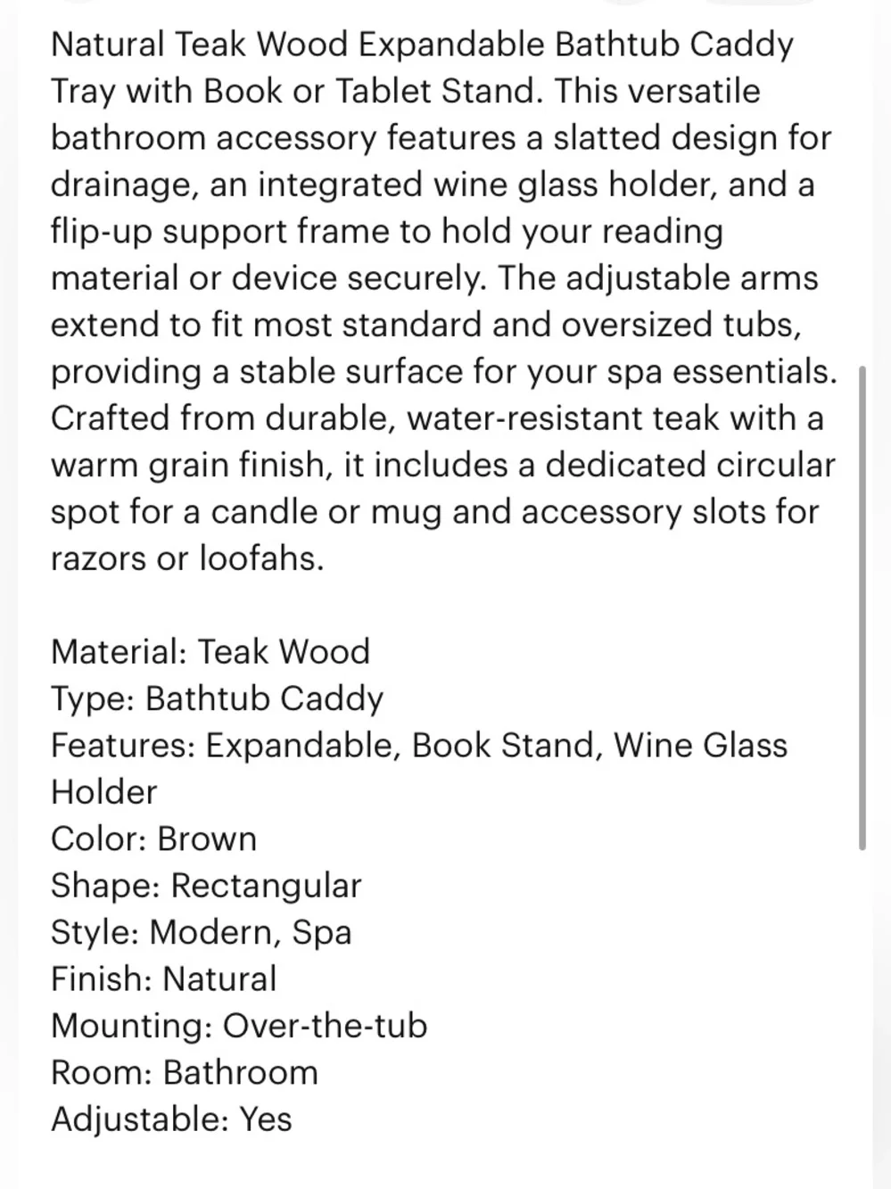 Teakwood Expandable Bath Caddy Tray with Book Stand & Wine Glass Holder